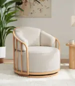 Better Homes & Gardens Lillian Swivel Birdcage Accent Chair, Charcoal Linen - Image 2