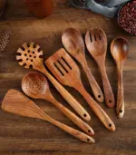 NAYAHOSE 7 Pcs Natural Teak Wooden Spoons - Image 2